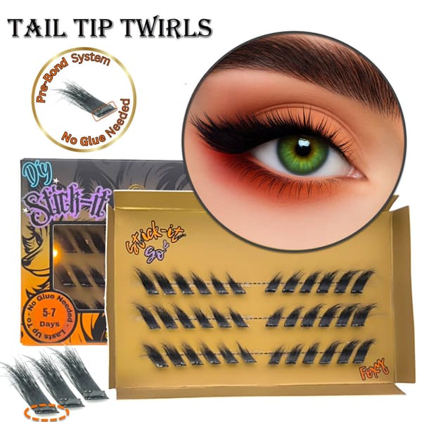 Stick-it Lashes Foxy – Förlimmade Klusterfransar Fransförlängning Hemma Tail Tip Twirls
