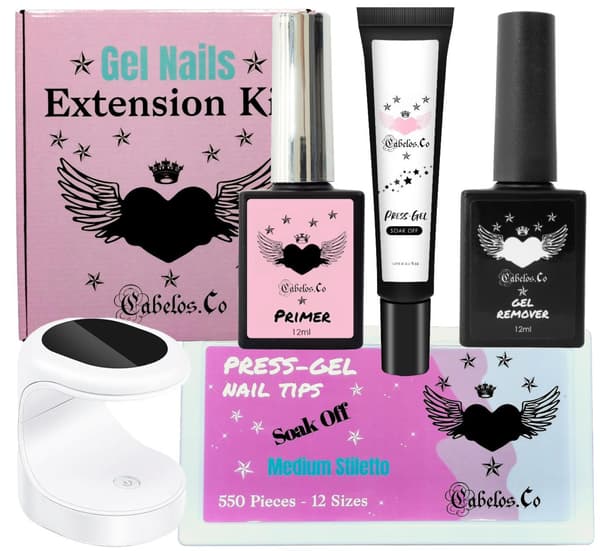 Lösnaglar Press on Gel Startkit Clear Kit Medium Stiletto