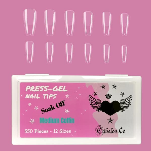 Lösnaglar Press on Gel Startkit Transparent Kit Medium Coffin