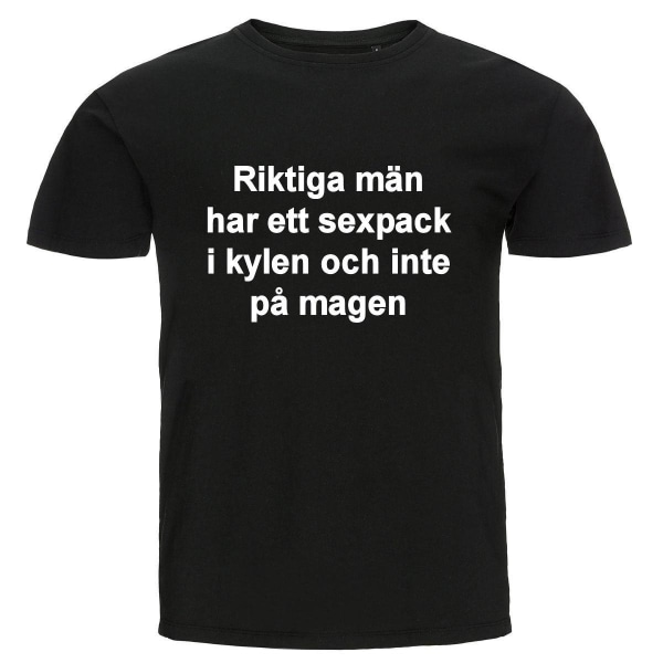 T-shirt - Riktiga män har ett sexpack i kylen Black Storlek 4XL