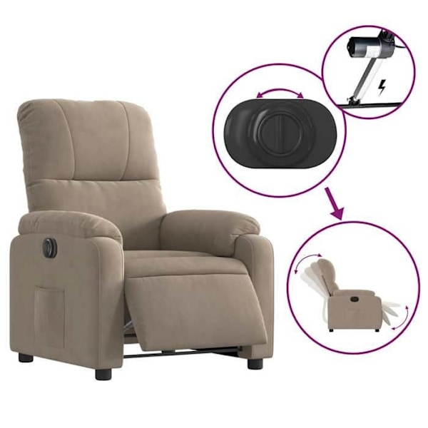 Soffa med elektrisk lyftfunktion för TV, mycket bekväm i mikrofiber tyg taupe DEC028589 Guld