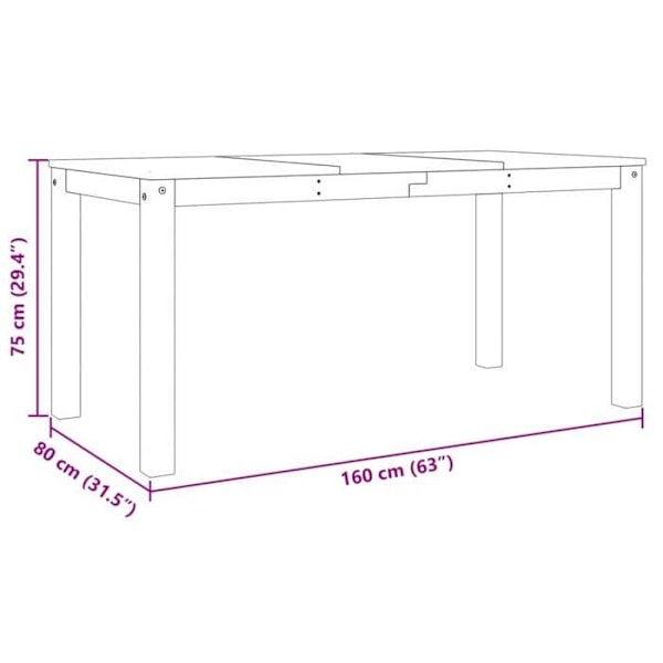Moderne design spisebord 160 x 80 x 75 cm af massiv fyrretræ hvid og honning DEC036901 Vit