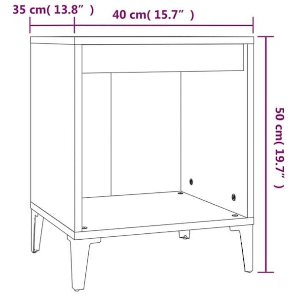Sæt med 2 natborde med åbent rum 40 x 35 x 50 cm ingeniørtræ grå DEC035362 kastanj