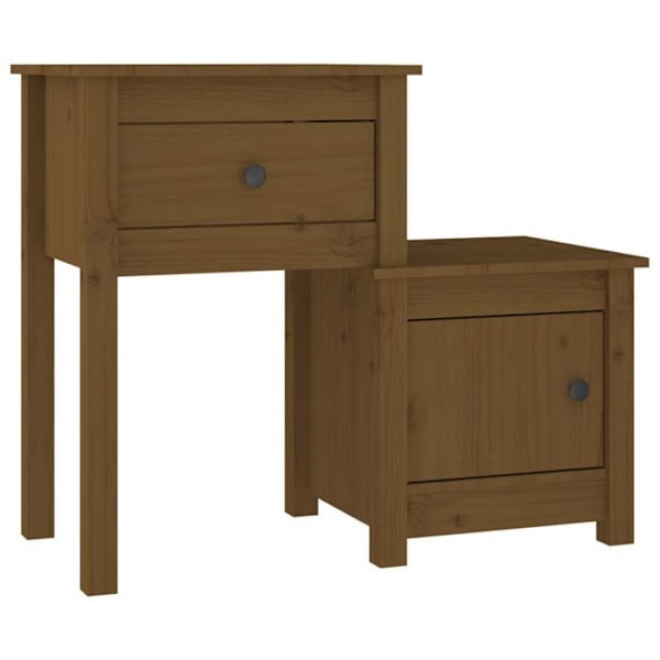 Sæt med 2 natborde med skuffe og rum med dør 79,5 x 38 x 65,5 cm i mahogni fyrretræ DEC035453 kastanj