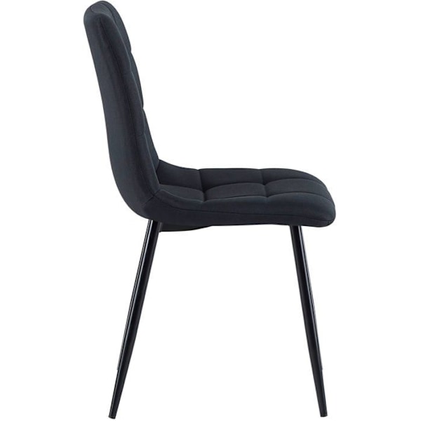 Sæt med 4 spisebordsstole i sort stof med sorte metalben, moderne og komfortabelt design