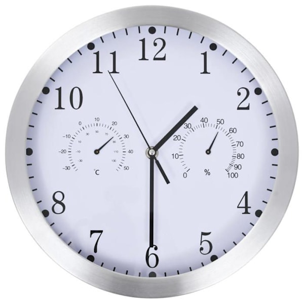 Väggklocka med kvarts Hygrometer och termometer 30 Vit