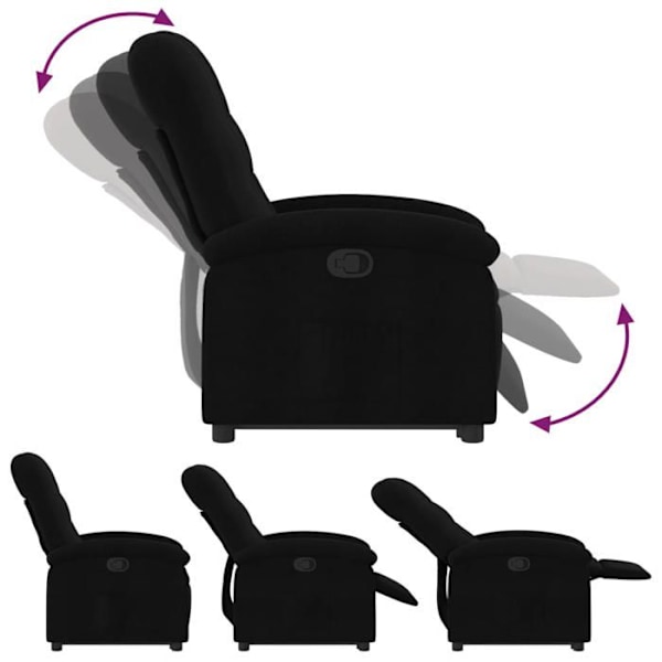 Fauteuil relax TV polstring komfortabel elektrisk løftefunktion i sort stof DEC028110 Svart