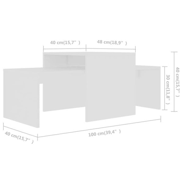 Set av staplade soffbord 100 x 48 x 40 cm i vitt ingenjörsträ DEC031268 Vit