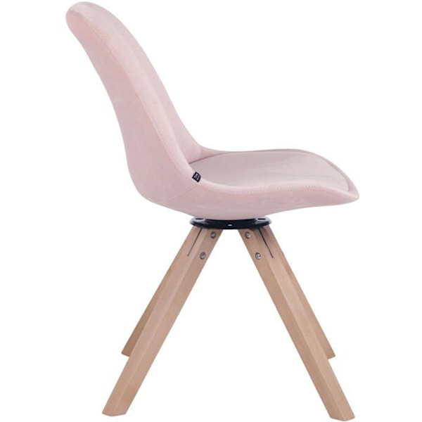 Spisestol x1 besøgsstol med 360° drejelig velour i rosa, ben i lyst firkantet træ 10_0003506 kastanj