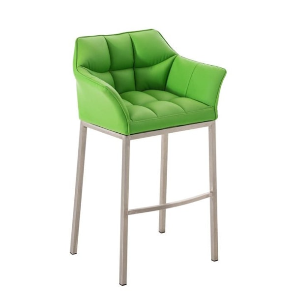 Barstol, hög barstol, fyrkantig design, sits i PVC grönt, 4 stabila ben i rostfritt stål 10_0004711 Grön