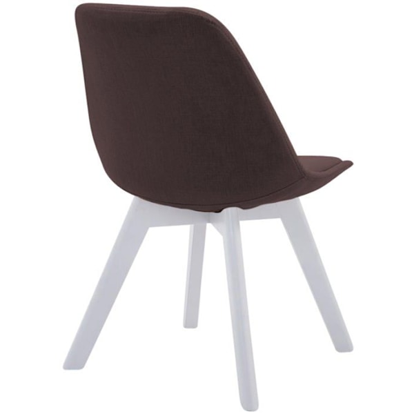 Spisestuestol x1 skandinavisk design i brun stof med 4-benet hvidt træ 10_0003312 Vit