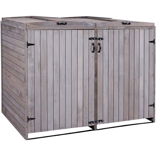Soprum för soptunnor - Trä - 126x158x98 cm - Grafitgrå - FSC-certifierad - 4 behållare Kolgrå