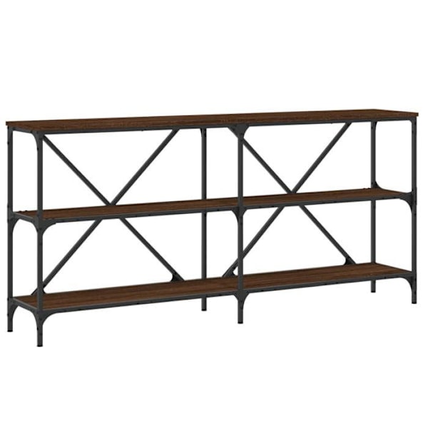 Funktionsdygtig indgangskonsolbord med stil og hylder 160 x 30 x 75cm brun ingeniørtræ og jern DEC031864 kastanj