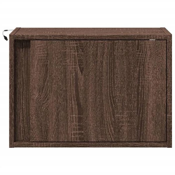 Pack av 2 väggmonterade nattduksbord med LED-lampor 50 x 31 x 35 cm i brunt ingenjörsträ DEC036136 kastanj