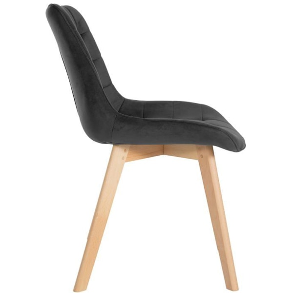 Stole til spisestue x1 skandinavisk design med firkantede syninger i sort velour, ben i lys træ 10_0002190 kastanj