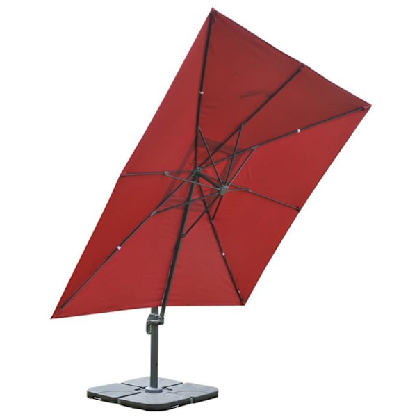 Parasol til ophængt sports med basekryds og roterende plade 3 x 3m polyester aluminium stål creme med fødder 04_0007970 Grädde