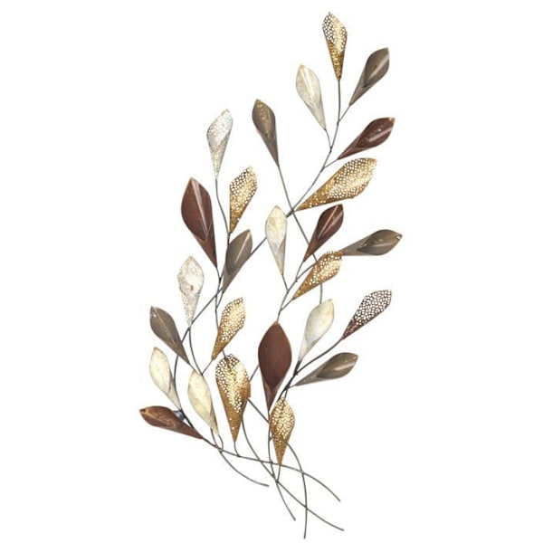 Väggdekoration att hänga med mönster av metallblad grön/guld 46 x 6 x 88