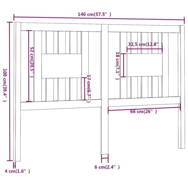 Hovedgavl - TDL - 146 x 4 x 100 cm - Fyrretræ - Hvid - Klassisk stil Vit