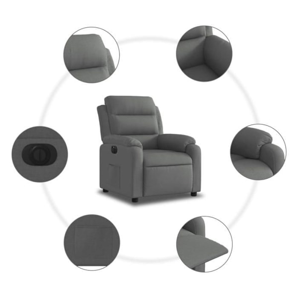 Relax stol med elektrisk vippefunktion, meget komfortabel i gråt stof DEC028344 Grå