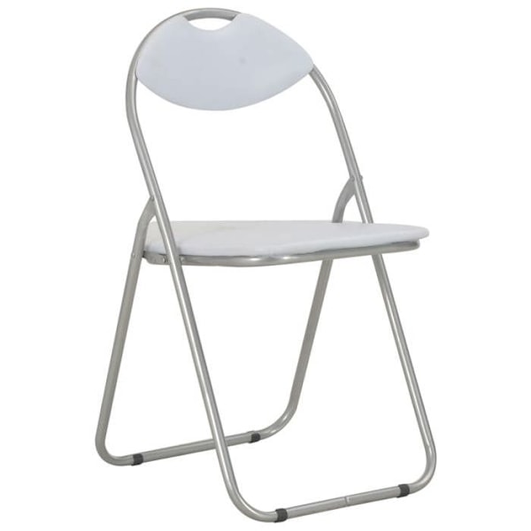 Spisestuestole - Retro design - Sæt af 6 - Sammenklappelige - Syntetisk læder - Hvid metal Vit