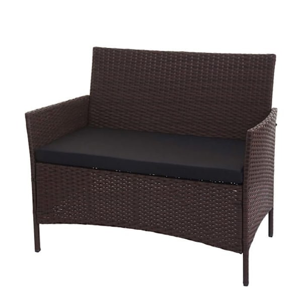 Balkon terrasse have in polyrotin brun med sort pude