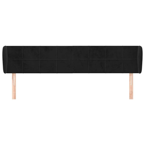 Hovedgærde - Ikke specificeret - 203x23x78/88 cm - Sort velour - Klassisk stil - Elegante ører Svart