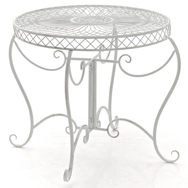 Balkong terrass trädgårdsbord i rustik design, höjd 69 cm, i vit patinerad metall 10_0003053 Vit