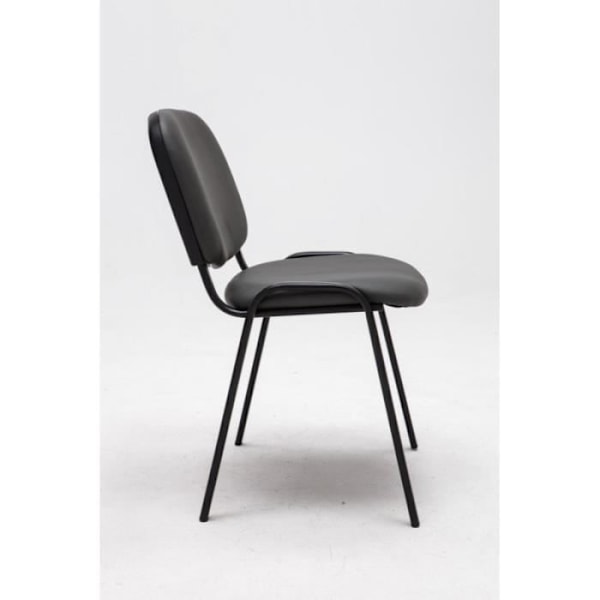 Besökstol - Décoshop26 - BUR10069 - Klädd sits och ryggstöd - Syntetisk läder - Grå