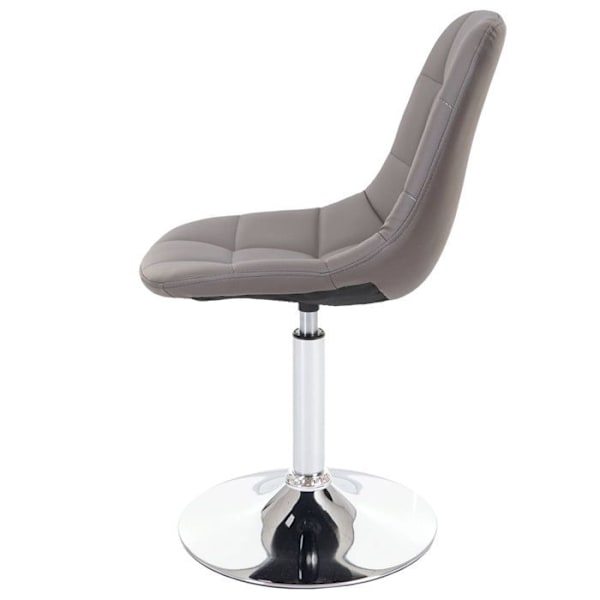 Stol til spisestue x1 drejelig retro design PVC grå taupe med krom ben 04_0002193 Grå