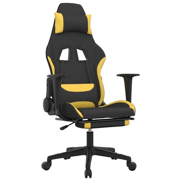 Kontorsstol gaming med hjul och fotstöd i gul och svart tyg DEC025782 Gul