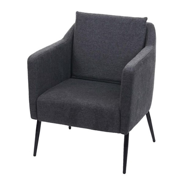 Lounge stol, afslapningsstol med afrundede hjørner og kanter i mørkegrå tekstil 04_0003162 Grå