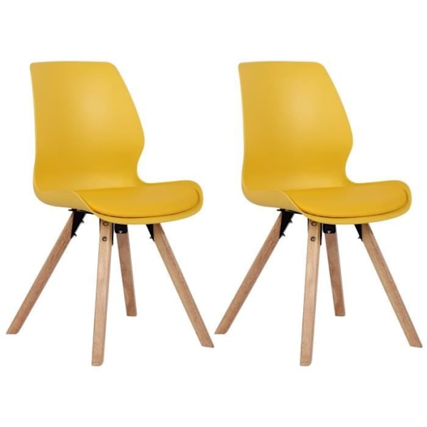 Matsalsstolar - Noname - 2-pack - Gul plast - Ben i massivträ - Skandinavisk stil Gul