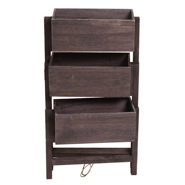 jalusta kukkateline, kolme kukkakoria 65x108x15 cm, vanhan näköinen harmaa ruskea puu 04_0008699 kastanj
