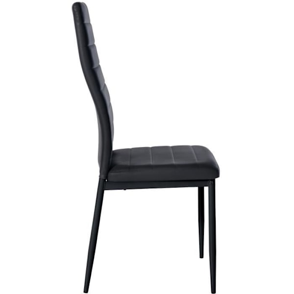 Spisestuestole - Design - Pakke med 4 - Sort kunstlæder - Sort metalramme - Moderne Svart