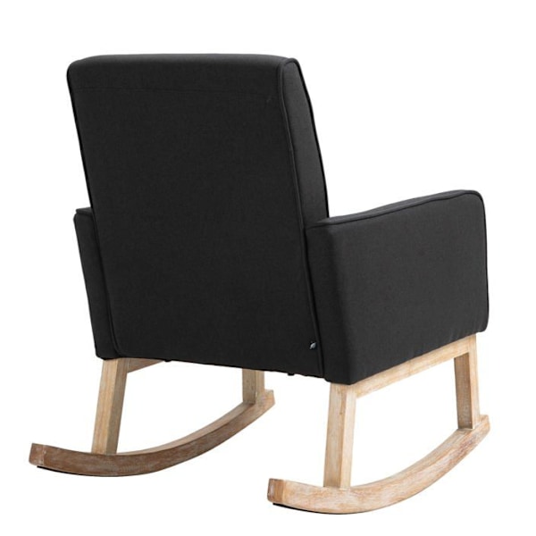 Gyngestol - Moderne design - Sort stof - Træben