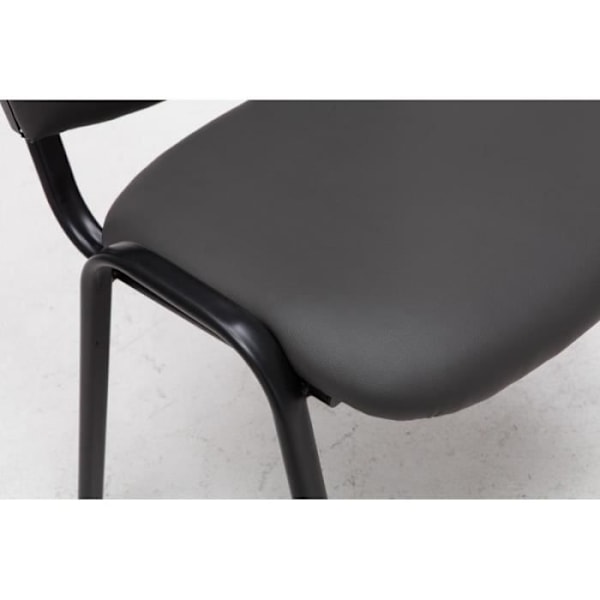 Besökstol - Décoshop26 - BUR10069 - Klädd sits och ryggstöd - Syntetisk läder - Grå