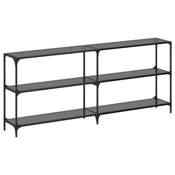 Konsolbord til entre møbel til stuen med hylder 194,5 x 30 x 81 cm stål og sort glas DEC031339 Svart