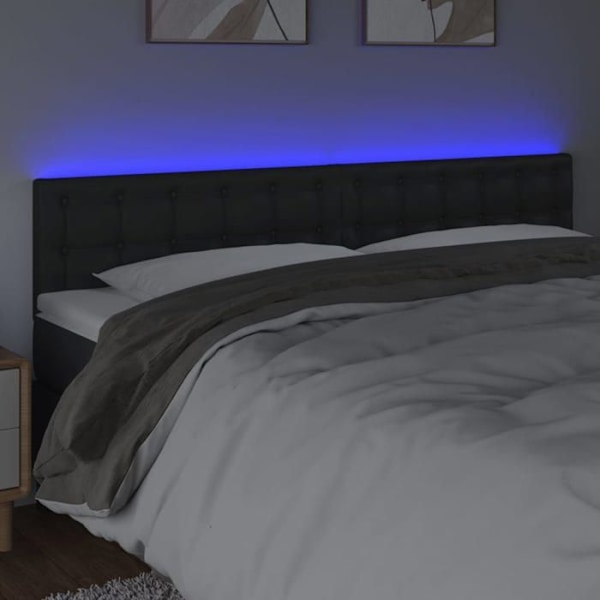 Hovedgærde til soveværelse, LED-møbel, 200 x 5 x 78/88, syntetisk sort