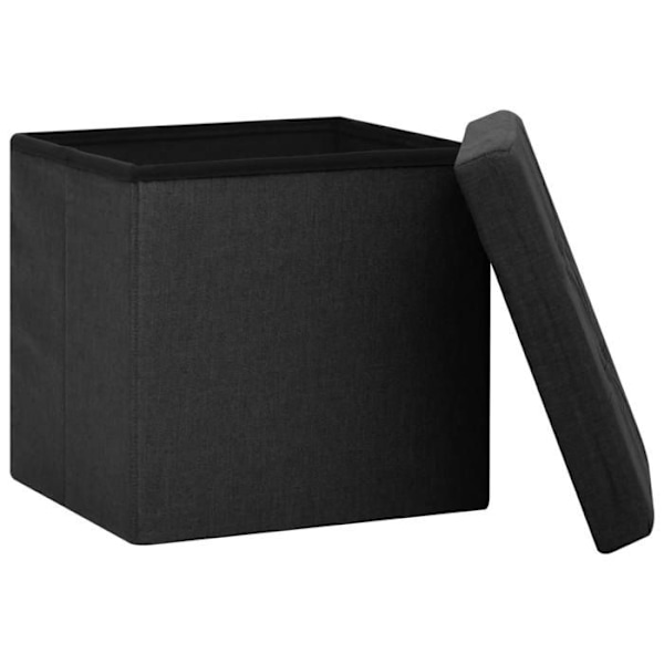 Taburet sæde opbevaringspuf 38 x 38 x 38 cm foldbar i sort stof DEC026351 Svart