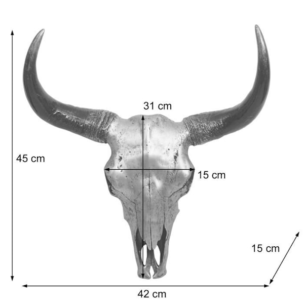 Tête av tjur väggdekoration 45cm trofé longhorn i polyresin inomhus/utomhus naturlig 04_0002848 Guld