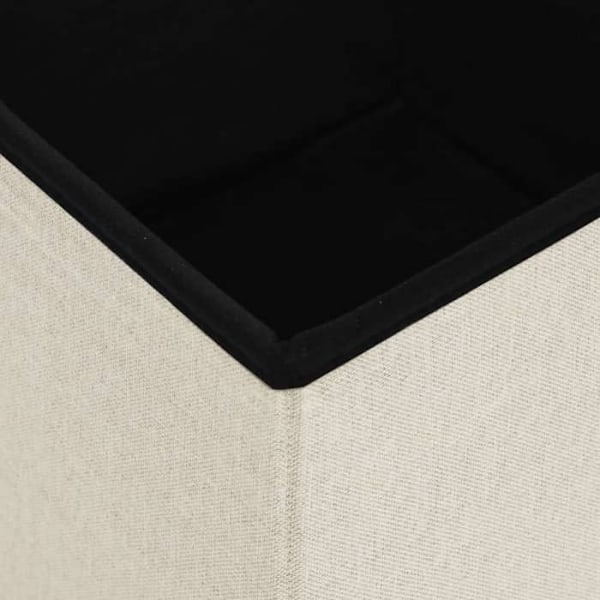 Fällbar förvaringspuff 38 x 38 x 38 cm i vit krämig tyg DEC026342 Vit