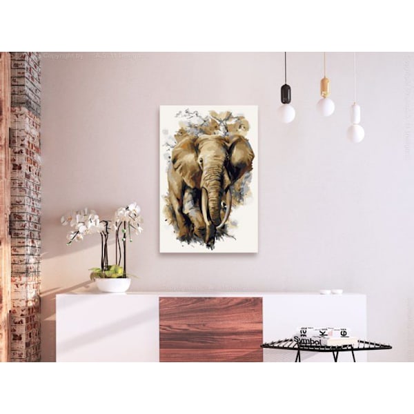 Måla själv målarbok med nummer motiv gigantisk elefant 40 x 60