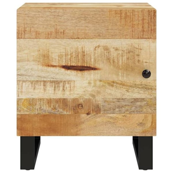 Sæt med 2 natborde med rum og dør 40 x 33 x 46 cm mangotræ og sort jern DEC034779 kastanj