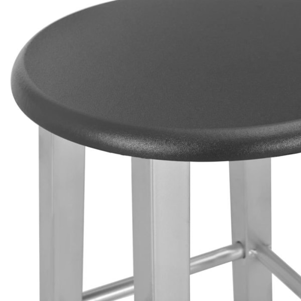 Sæt med 2 barstole højde 70 cm, struktur i sølvfarvet stål + sæde i sort MDF DEC029605 Silver