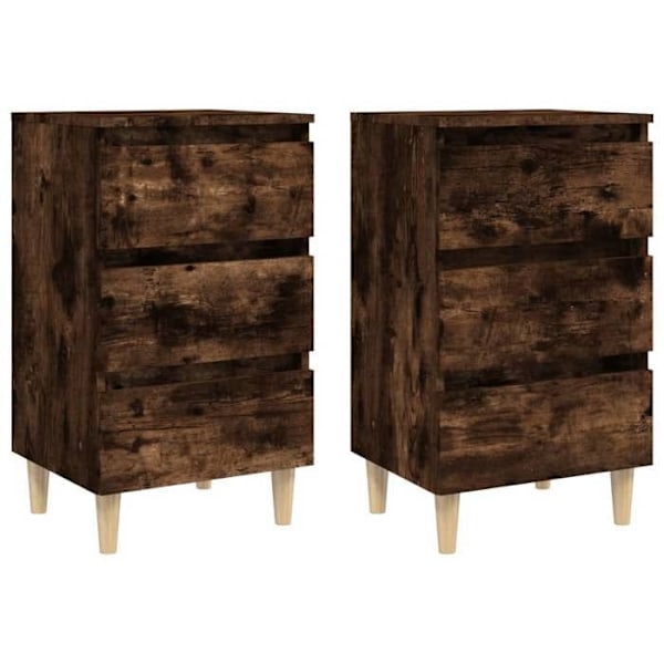 Sæt af 2 natborde med 3 skuffer 40 x 35 x 69 cm ingenieurtræ brun DEC035973 kastanj