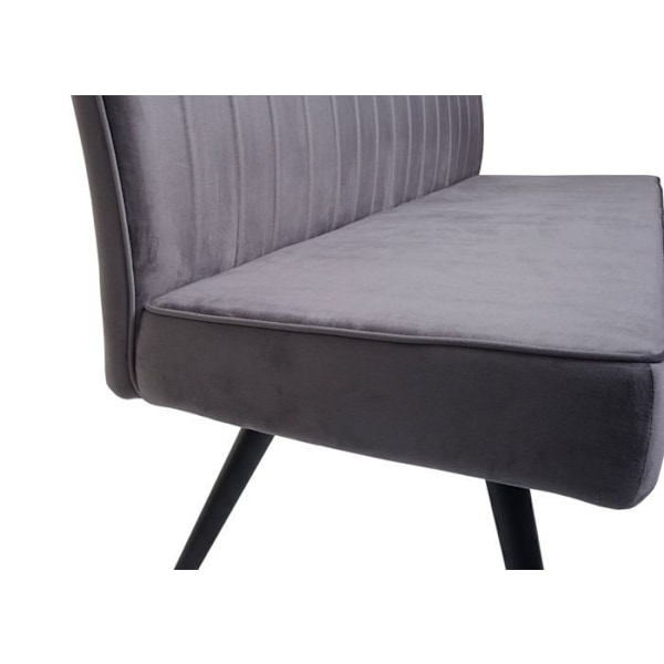 Ravintolapöytäsohva, jossa on tummanharmaa samettipäällinen ja metalli, 160 cm 04_0005856 Grå