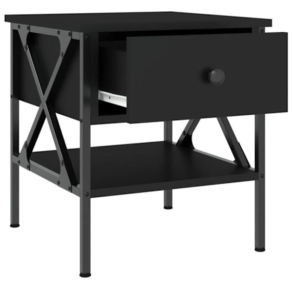 Sæt med 2 natborde med skuffe og hylde 40 x 42 x 45 cm sort ingeniørtræ DEC035584 kastanj