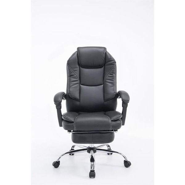Ergonomisk kontorsstol i svart syntetmaterial med fotstöd och armstöd