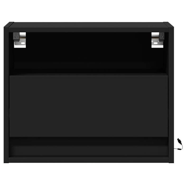 Vægmonteret natbord med LED-lys og skuffe 50 x 34 x 40 cm sort ingeniørtræ DEC034208 kastanj