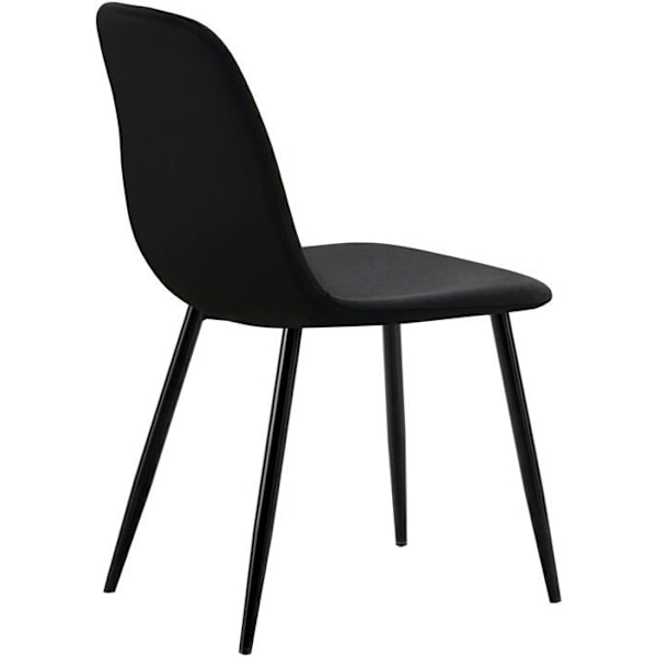 Spisebordsstol x1 moderne design med vertikale syninger, sort fløjl og ben i sort metal 10_0001987 Metall